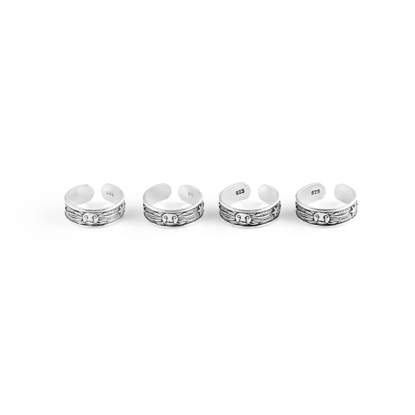 'Silver Star & Sun Shadow Handcrafted' Toe Rings