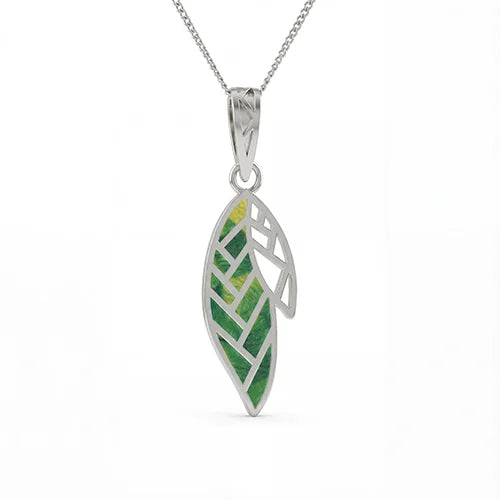 Emerald Veil Leaf Pendant Necklace (925 Sterling Silver) Silvish
