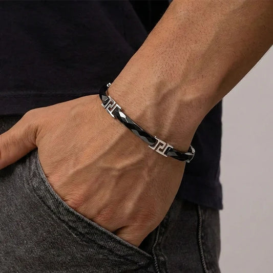 Silver Titan's Edge Men Bracelet