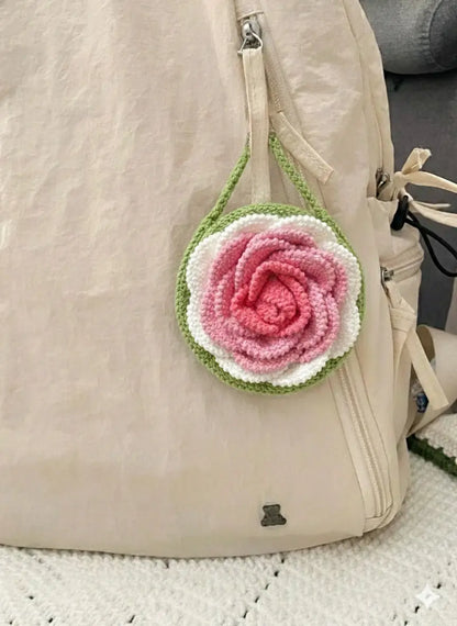 Handmade Crochet Rose Coin Purse/Bag charm