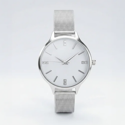 Elegant Stainless Steel, Silver Color Mesh Watch Silvish