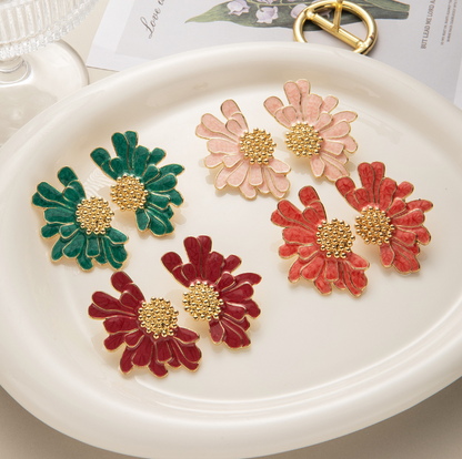 Exaggerated Layered Daisy Flower Earrings for Women Yiwu Baochai E-Commerce Firm