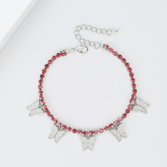 Crystal Butterfly Charm Anklet Yiwu Baochai E-Commerce Firm