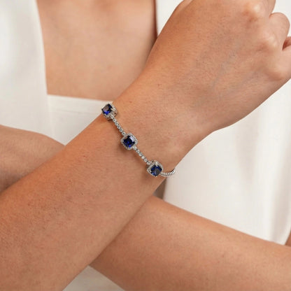 Silver Radiant Blue Trinket Gemstone Bracelet Silvish