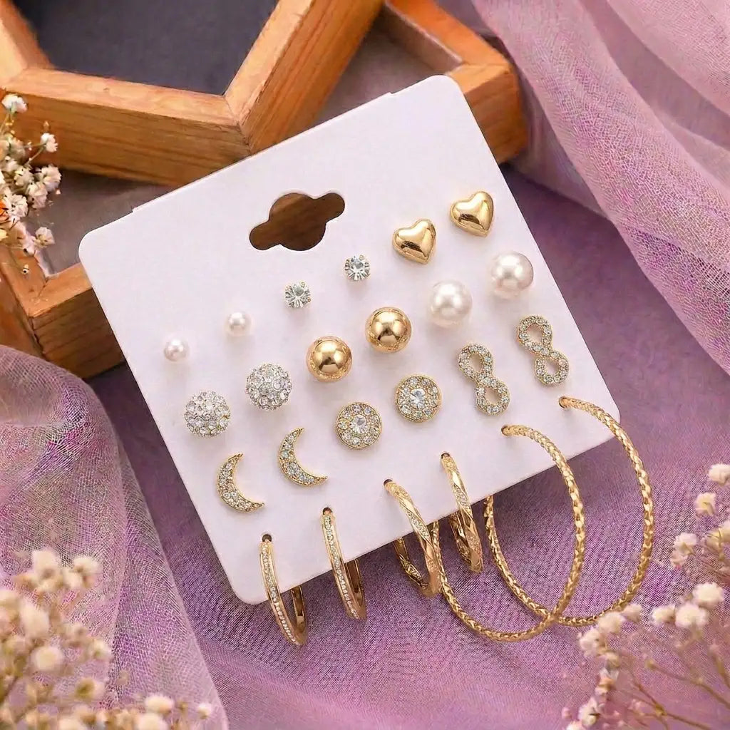 Hoop & Stud Earrings Combo Set Yiwu Zhuchai E-Commerce Firm (Individual Business)
