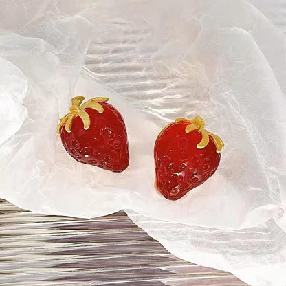 Red Strawberry Stud Earrings Yiwu Zhuchai E-Commerce Firm (Individual Business)