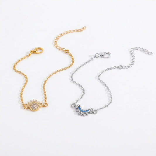 Celestial Sun & Moon 925 Sterling Silver Bracelet Silvish