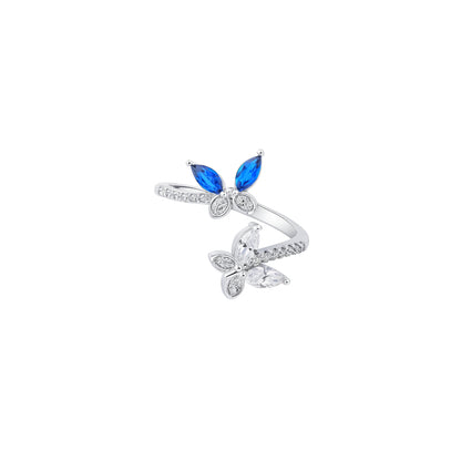 Silver Blue Muse Butterfly Ring