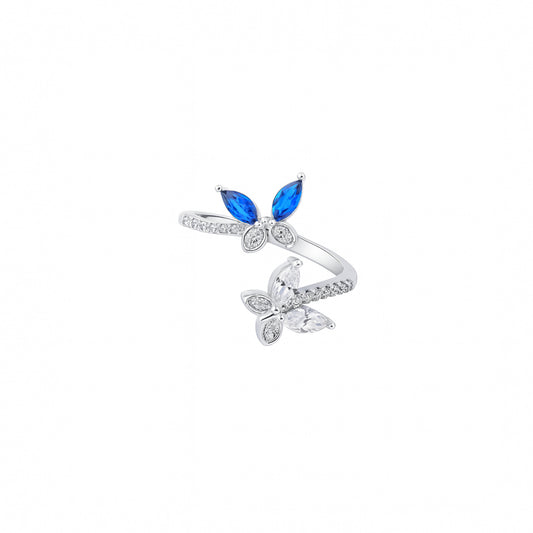 Silver Blue Muse Butterfly Ring