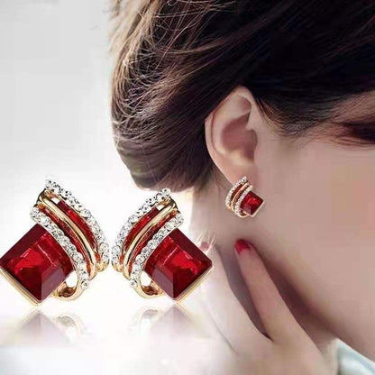 Crystal Square Diamond Wing Earrings for Women Yiwu Baochai E-Commerce Firm