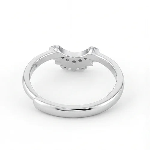 Silver Sun & Moon Crystal Ring Set