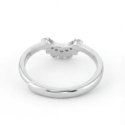 Silver Sun & Moon Crystal Ring Set
