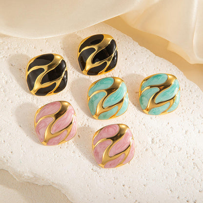 Marble Pattern Gold Hoop Earrings Hunan Haoyi Gift Co., Ltd.