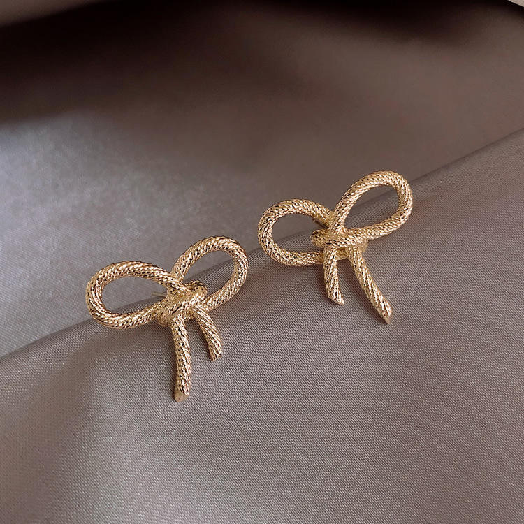 Gold Tone Rope Knot Stud Earrings for Women Yiwu Zhuchai E-Commerce Firm