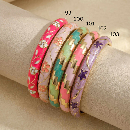 Luxury Enamel Floral Bangle for Women Silvish