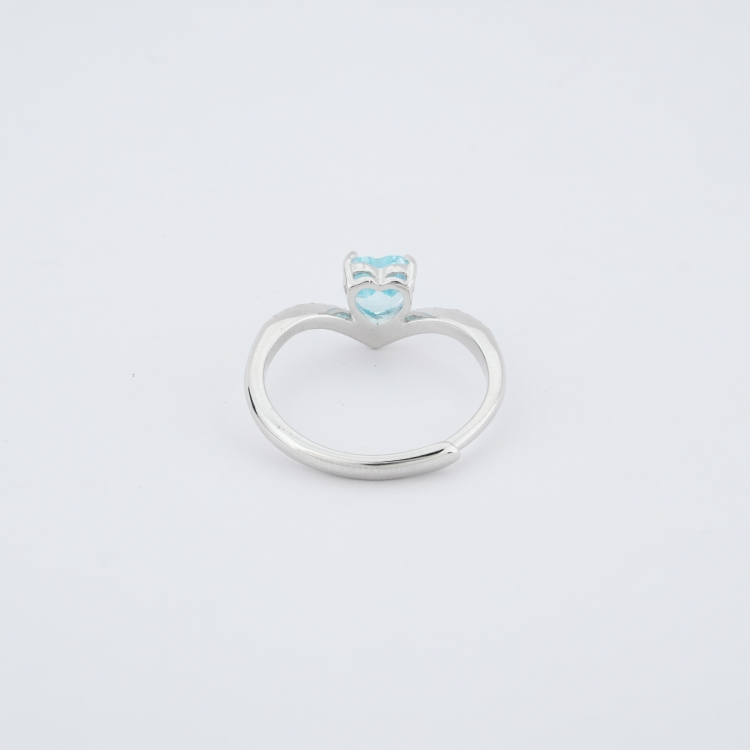 Silver Aqua Blue Ring