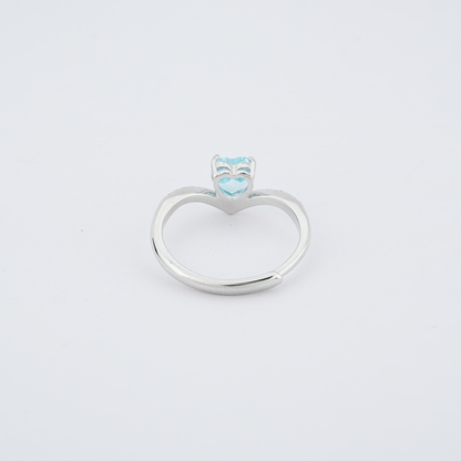 Silver Aqua Blue Ring
