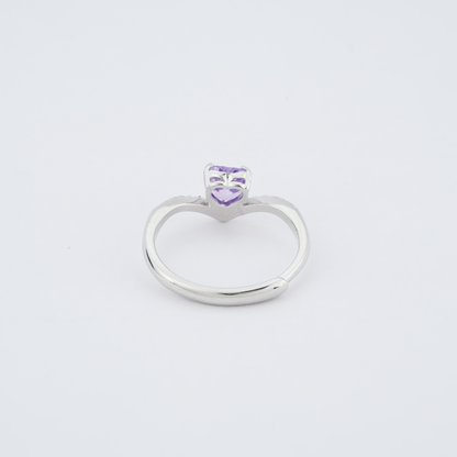Silver Purple Passion Heart Ring