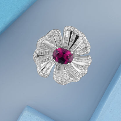 Silver Scarlet Radiance Cocktail Ring