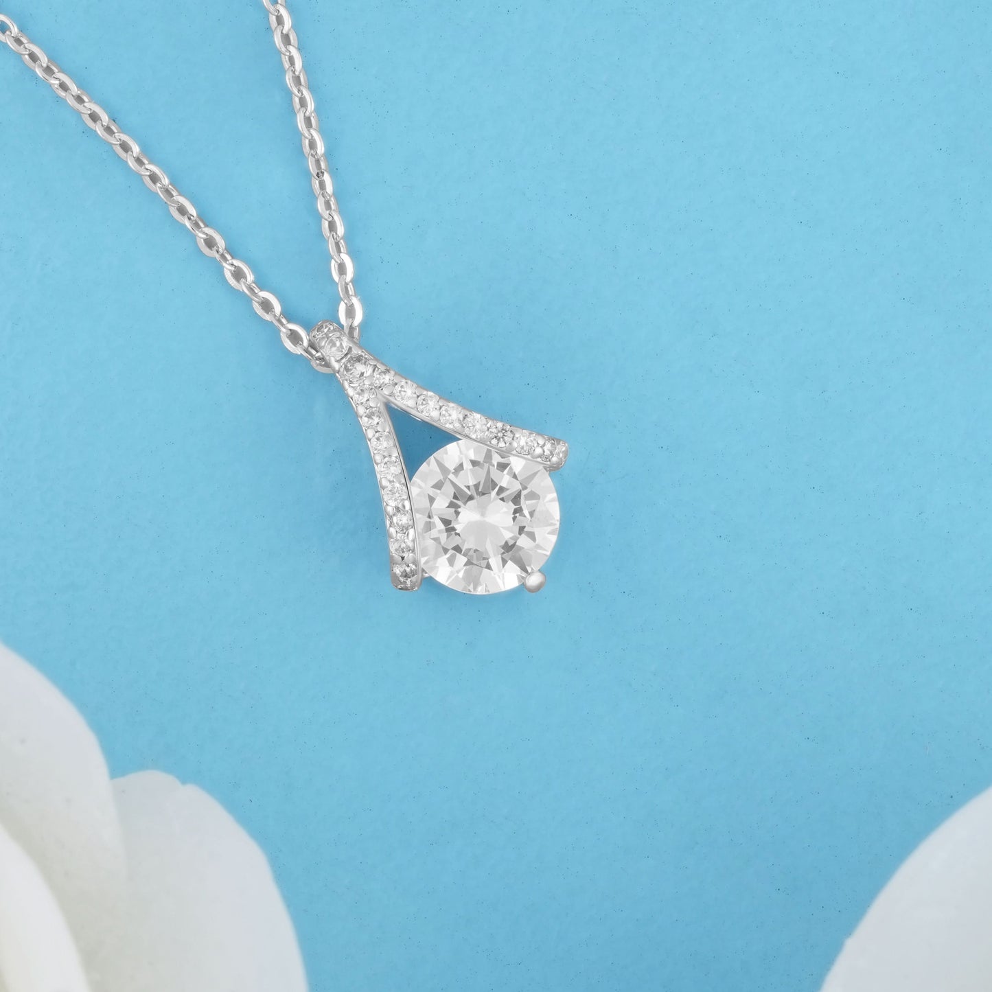 Silver Bell Drop Solitaire Pendant
