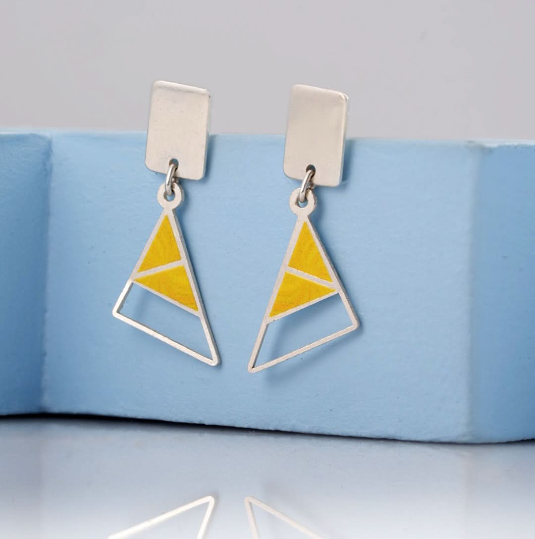 Silver Luxe Yellow Prism Earrings