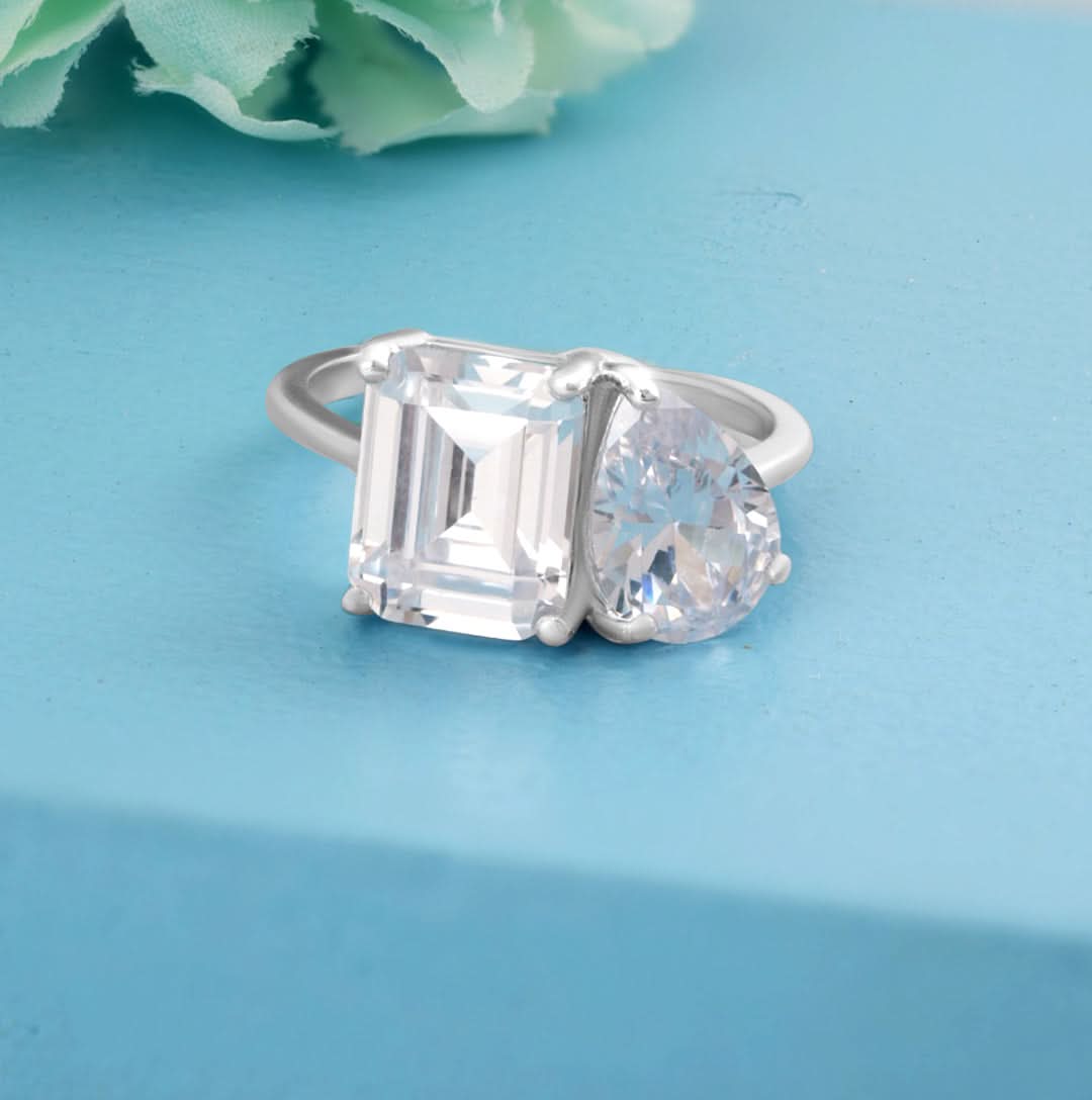 Silver Toi et Moi ring