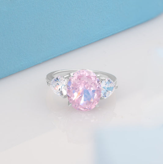 'Ice Pink' Silver Ring