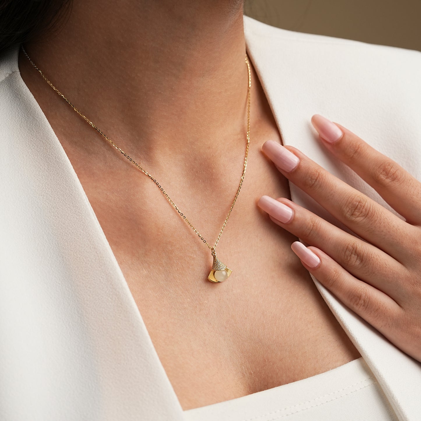 'Ethereal Moonstone' Gold Plated Pendant