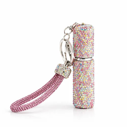 Swarovski Rainbow Crystal Mini Perfume Atomizer Case Keychain