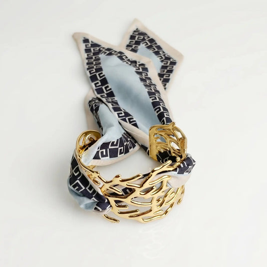 Gold Coral Cuff Bracelet with Silk Scarf Yiwu Baochai E-Commerce Firm