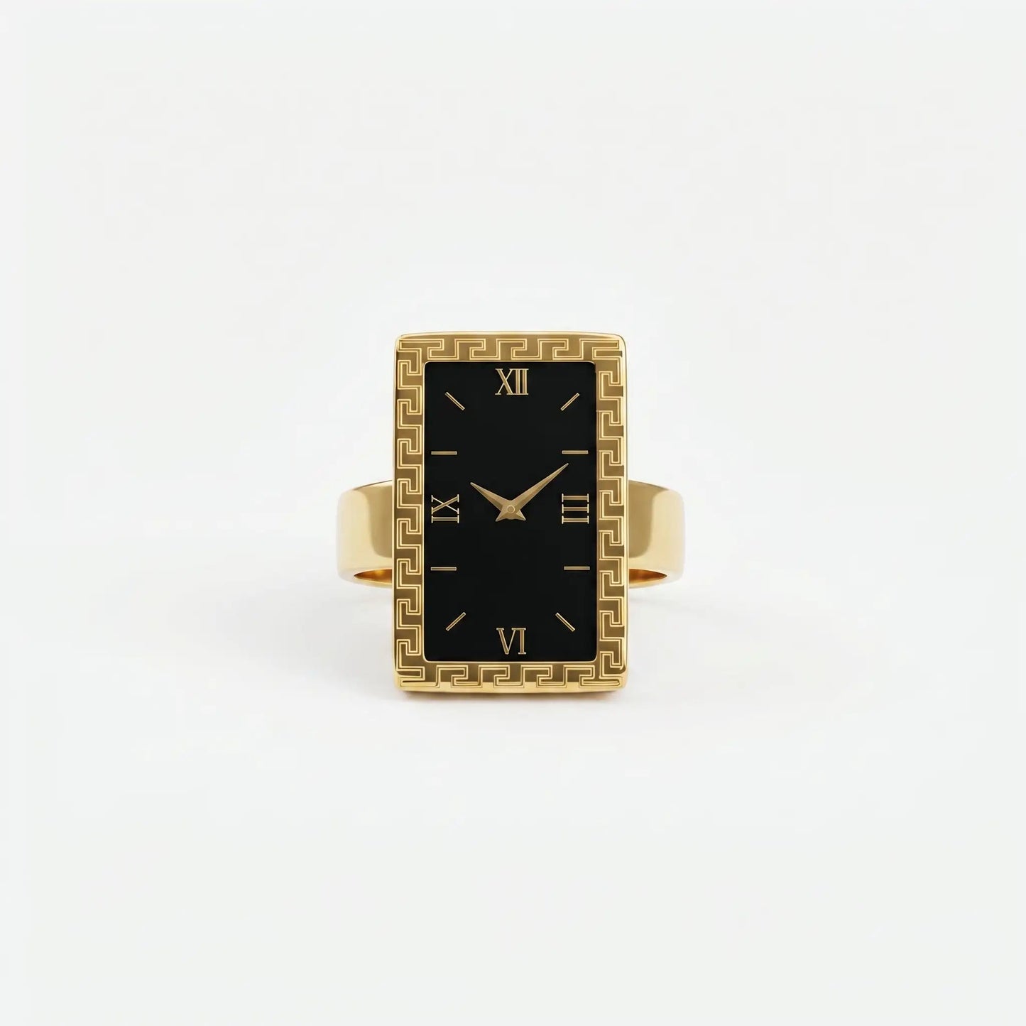 Gold Ring with Watch face & Black Dial Hunan Haoyi