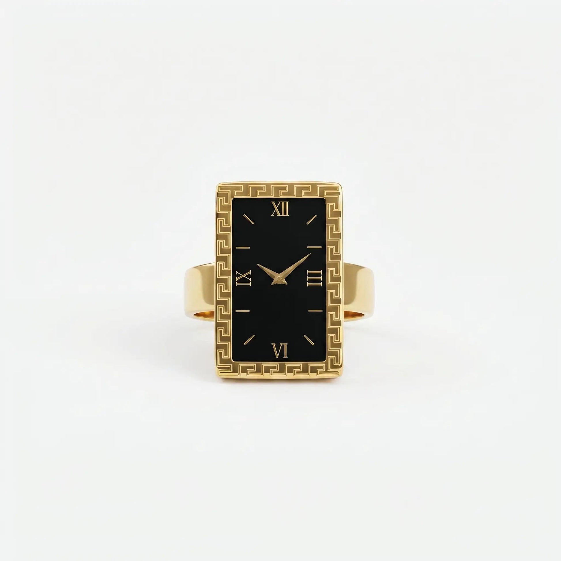 Gold Ring with Watch face & Black Dial Hunan Haoyi