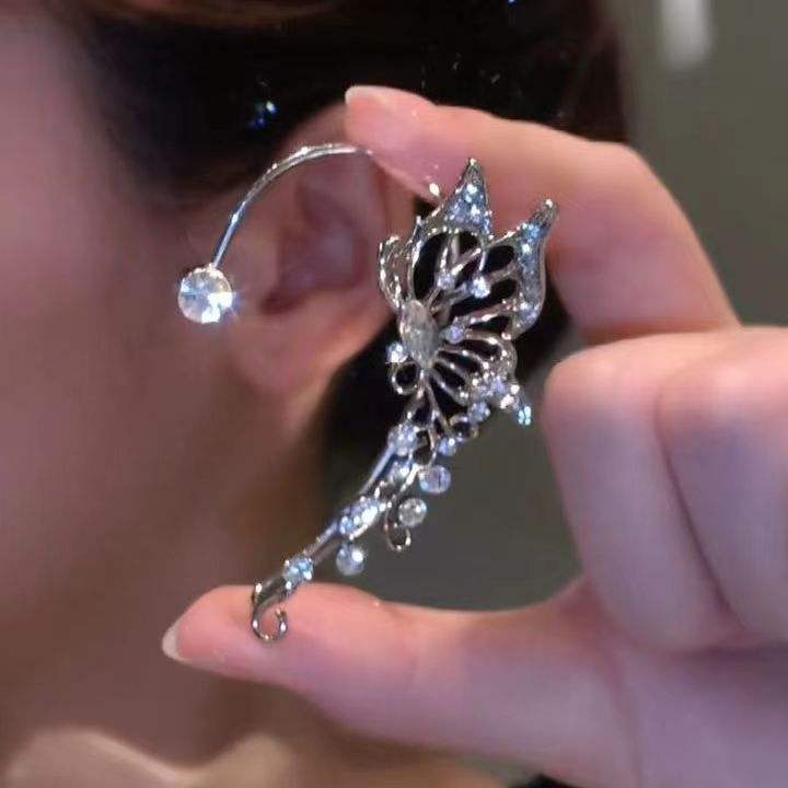 Elegant Crystal Leaf Ear Cuff with Dangling Pearls Yiwu Deshang Jewelry Co., Ltd.
