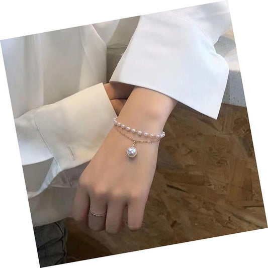 Vintage Double Chain Pearl Bracelet Yiwu Baochai E-Commerce Firm