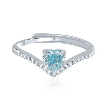 Silver Aqua Blue Ring