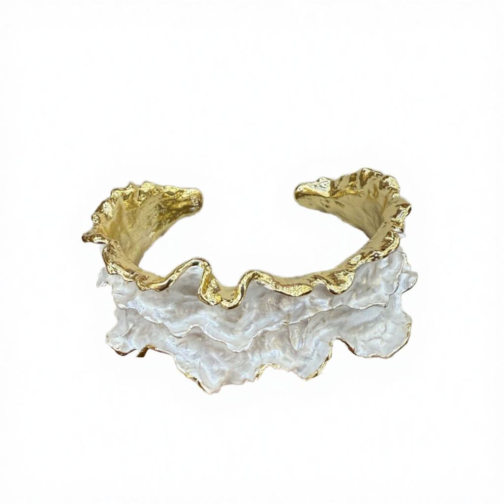 Dual-Tone Sculpted Cuff Bangle