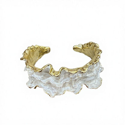 Dual-Tone Sculpted Cuff Bangle