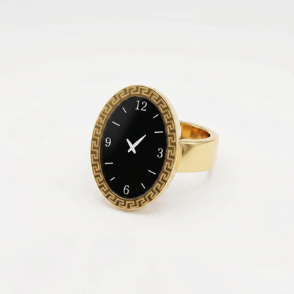 Gold Ring with Watch face & Black Dial Hunan Haoyi