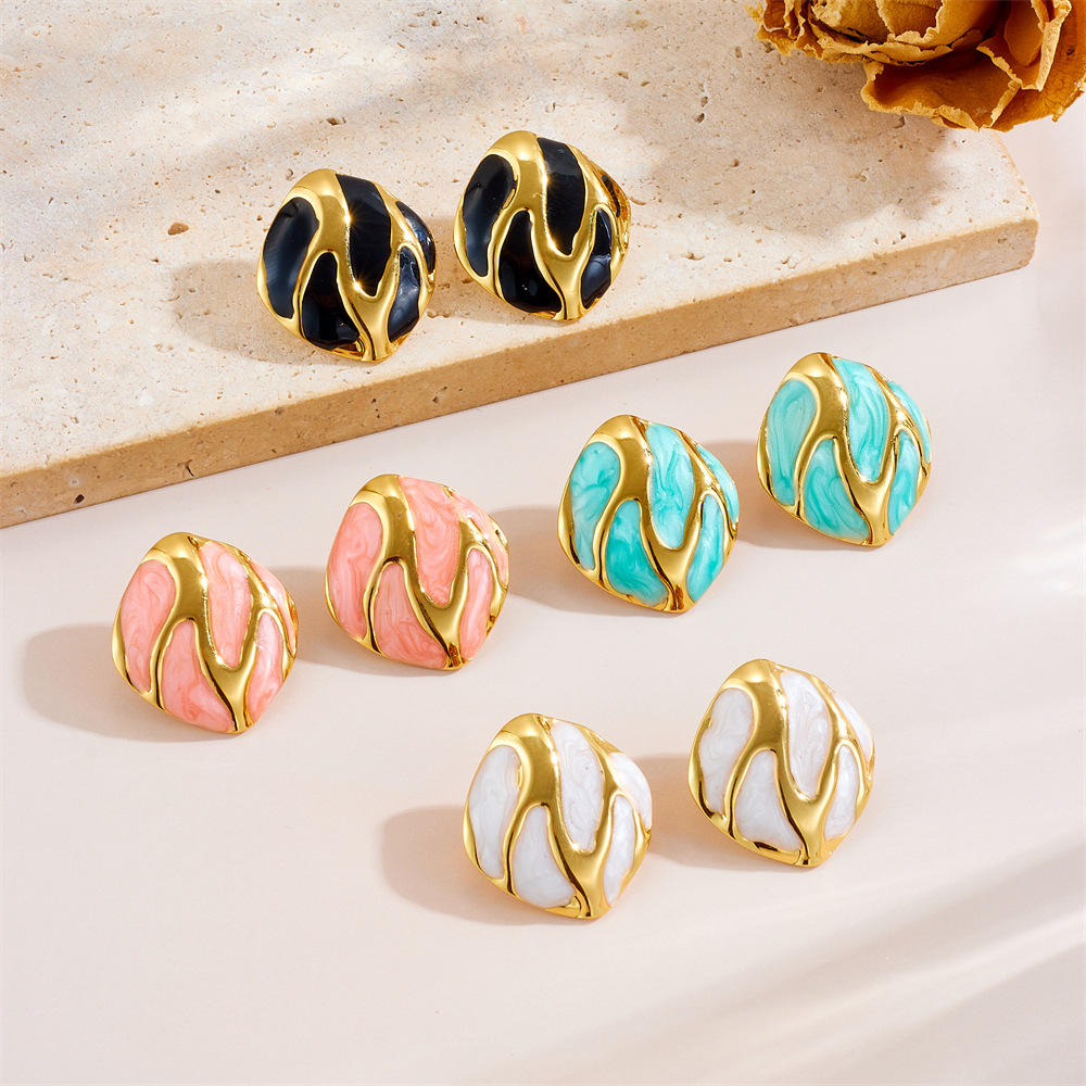 Marble Pattern Gold Hoop Earrings Hunan Haoyi Gift Co., Ltd.