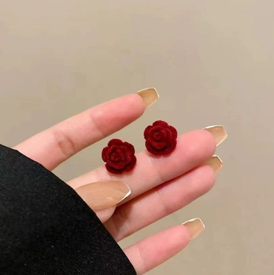 Elegant Velvet Flower Stud Earrings Hunan Haoyi