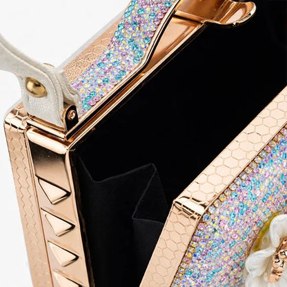 Celestia Bloom Handbag – Luxury Crystal Floral Evening Bag
