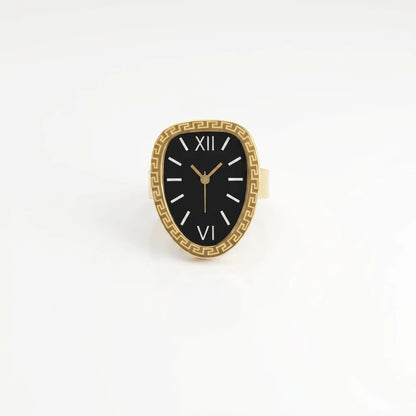 Gold Ring with Watch face & Black Dial Hunan Haoyi