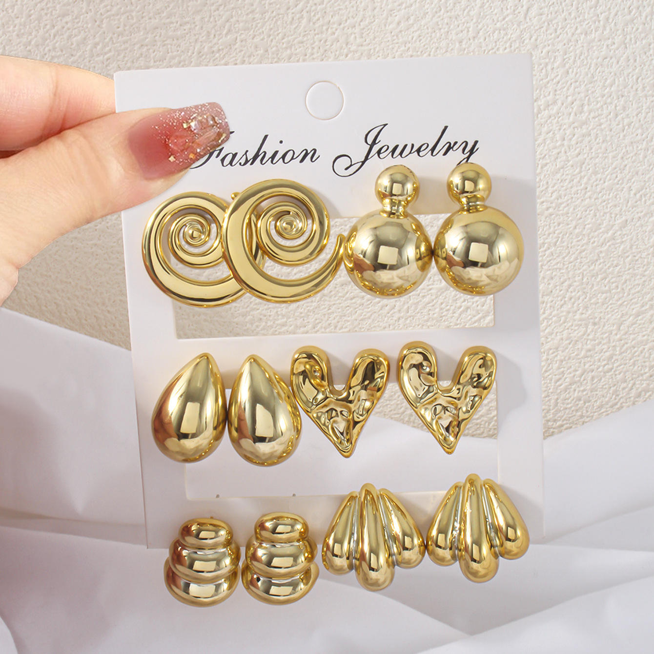 Gold Statement Earrings Set
