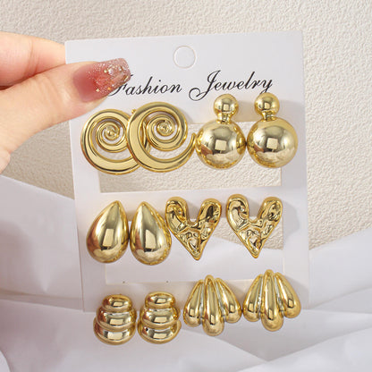 Gold Statement Earrings Set
