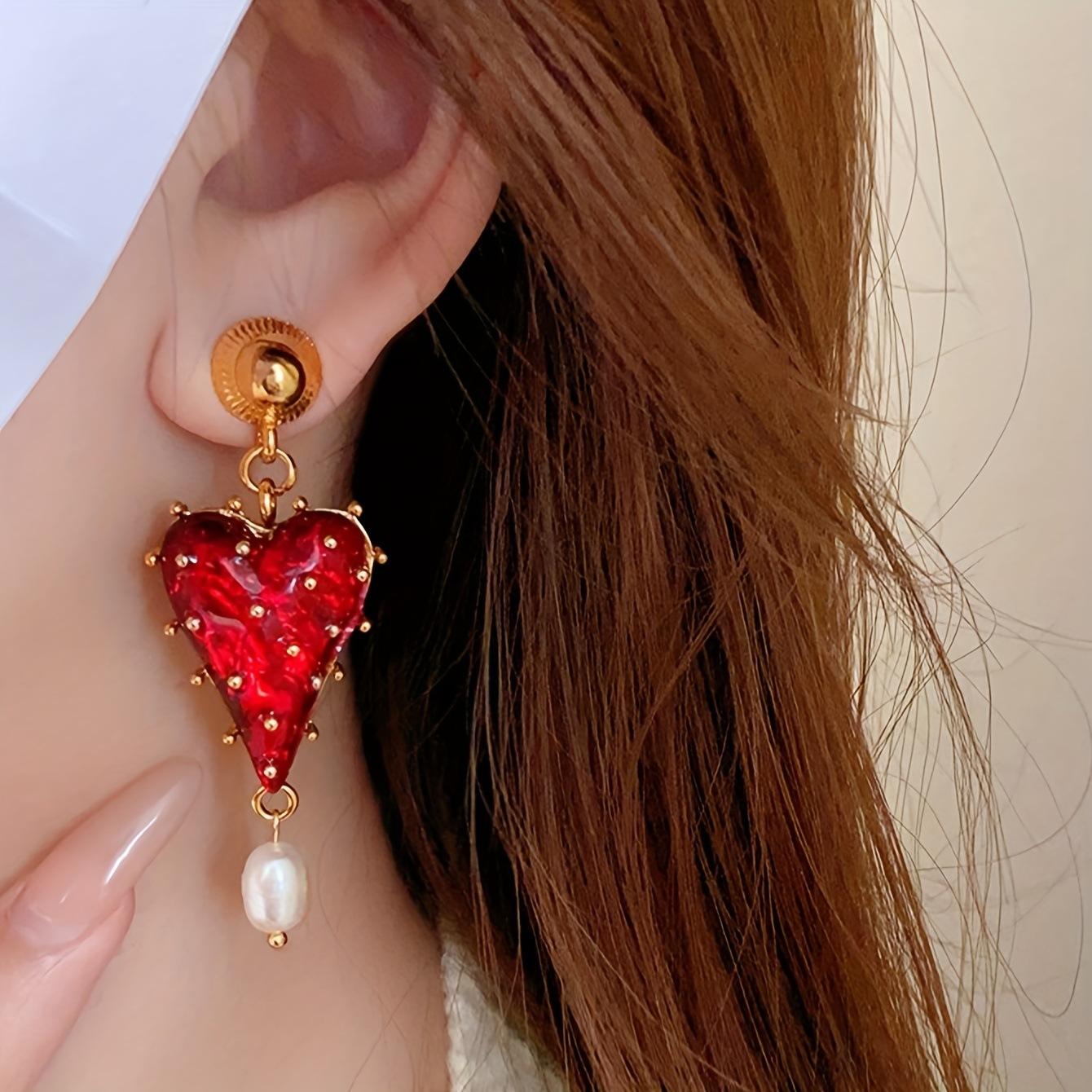 Red Crystal Tassel Earrings with Pearl Drops Hunan Haoyi Gift Co., Ltd.