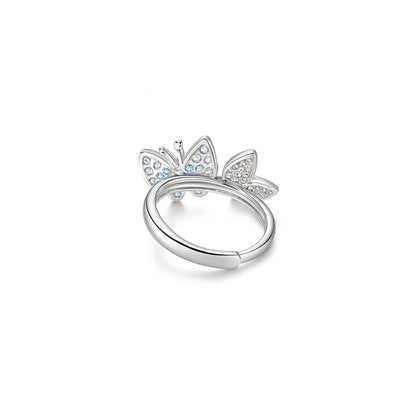Silver Dancing Butterflies Ring