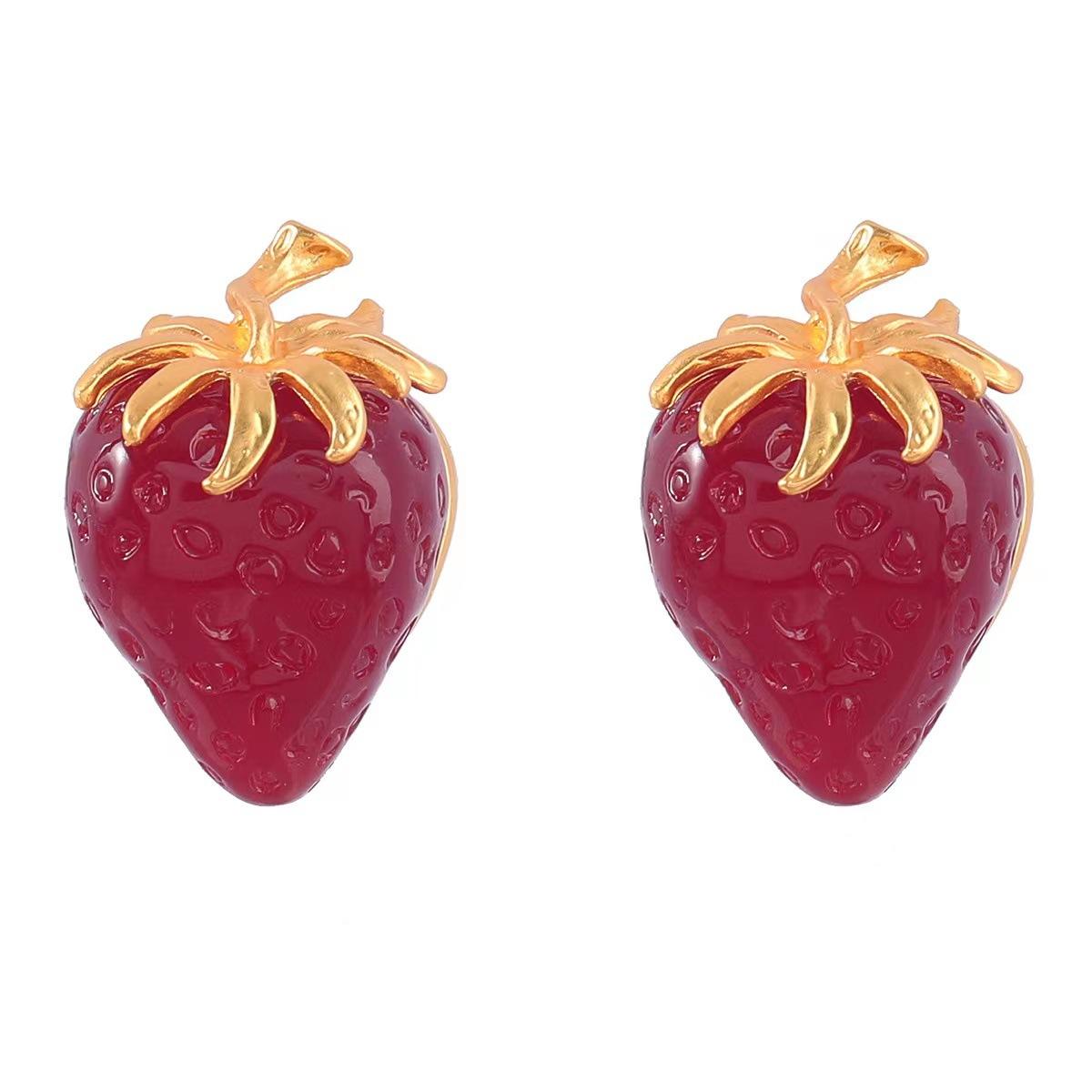 Red Strawberry Stud Earrings Yiwu Zhuchai E-Commerce Firm (Individual Business)