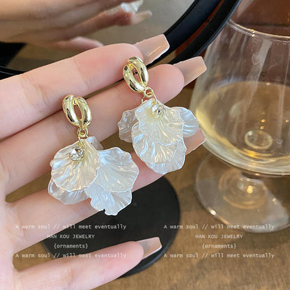 Gold Petal Drop Earrings with Crystal Accent Yiwu Zhuchai E-Commerce Firm (Individual Business)