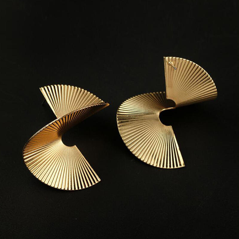 Golden Abstract Statement Earrings