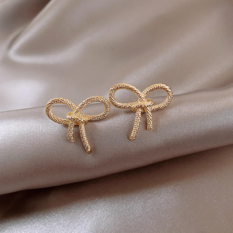 Gold Tone Rope Knot Stud Earrings for Women Yiwu Zhuchai E-Commerce Firm